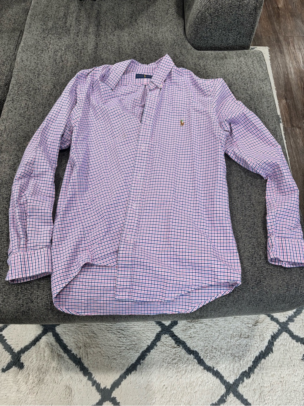 Ralph Lauren Men’s Pink and Blue Check Button-Down Shirt